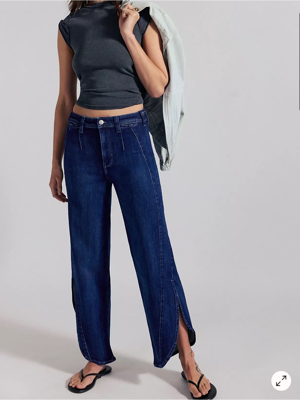 Free People CRVY Keepsake Tulip Jeans Wide Leg Split Hem